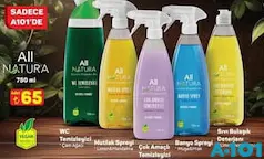 ALL NATURA WC TEMİZLEYİCİ/MUTFAK SPREYİ/BANYO SPREYİ/SIVI BULAŞIK DETERJANI 750 ML fiyat ve kampanya bilgisi